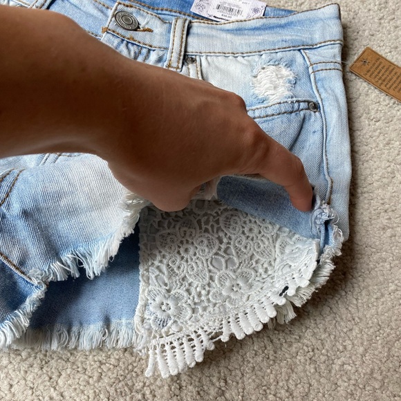 Mudd | High Rise Light Wash Distressed Jean Shorts - Picture 3 of 6